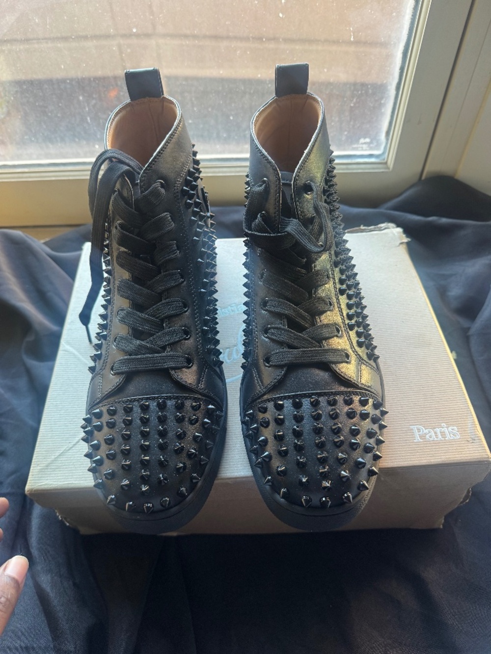 Calfskin Mens Louis Spikes Flat Sneakers